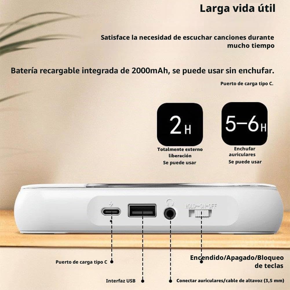 Reproductor de CD portátil con Bluetooth, altavoces Bluetooth 5.3, reproductor de CD retro de escritorio, reproductor de CD recargable para hogar/coche, compatible con CD/CD-R/CD-RW/MP3