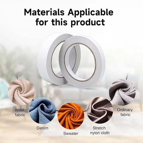 Miniatura 6 de OOTDAY Cinta adhesiva de doble cara, cinta de tela adhesiva, sin coser ni planchar, 22 yardas para envolver globos de regalo (2 rollos, 0.51 pulgada)