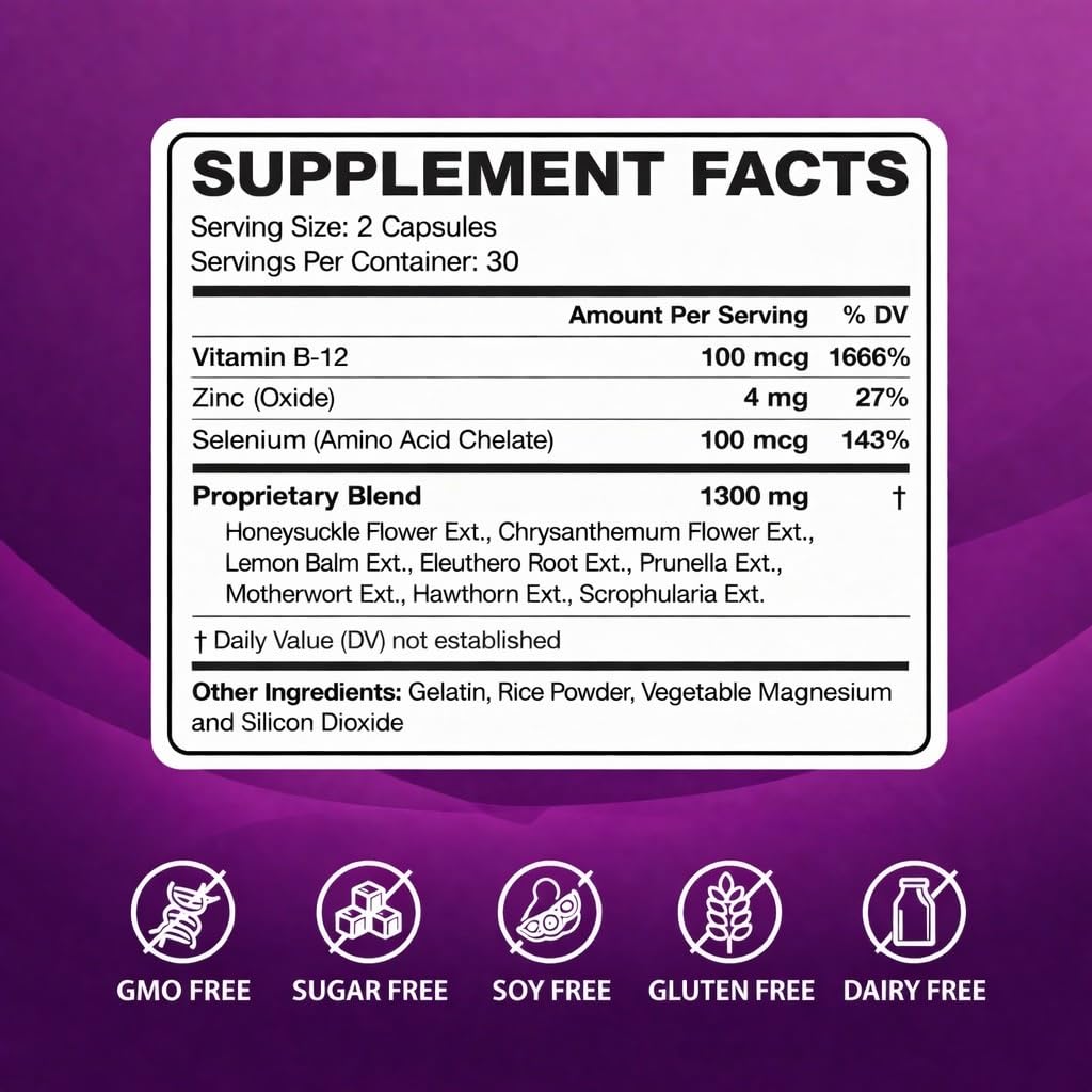 LIG Thyroid Soothe – Iodine-Free Formula for Overactive Thyroid – Immune Support - Heart & Digestive Health with Lemon Balm & Honeysuckle Flower - 60 Capsules — Amazon image 2