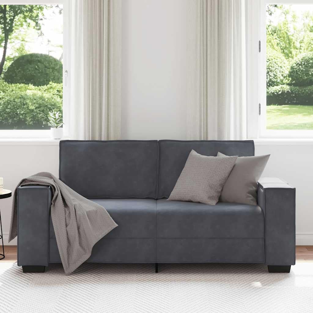 Sofa 2-osobowa, ciemnoszara, aksamitna sofa 180 x 78 x 84 cm, sofa do salonu z szerokimi podłokietnikami, do salonu, pokoju gościnnego, biura