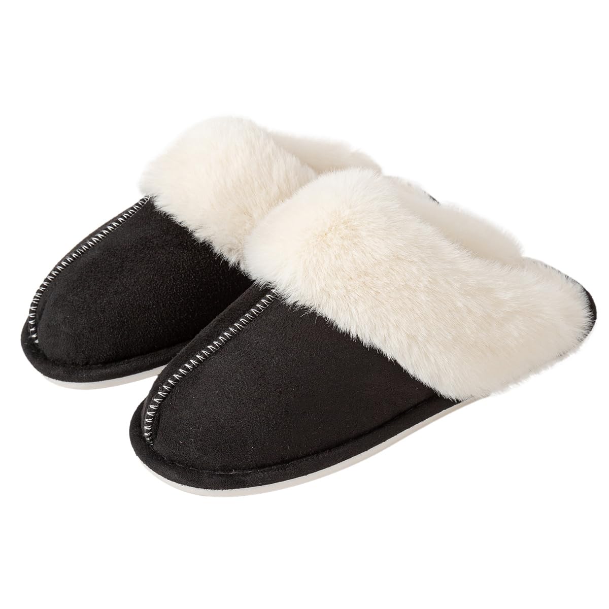 Csfry Women's Slippers Fuzzy Warm Comfy Faux Fur Slip-on Fluffy Fashion Bedroom House Shoes