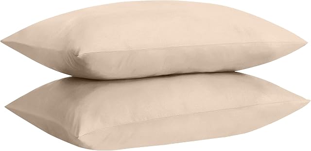 COTONWIZE Latte Pillow Cases 2 Pack 50CM x 75CM, Easy Care Soft Stain Resistant Envelope Closure Standard Pair of Pillow case, Poly Cotton Pillow Cases 2 Pack Housewife Pair of Pillowcases