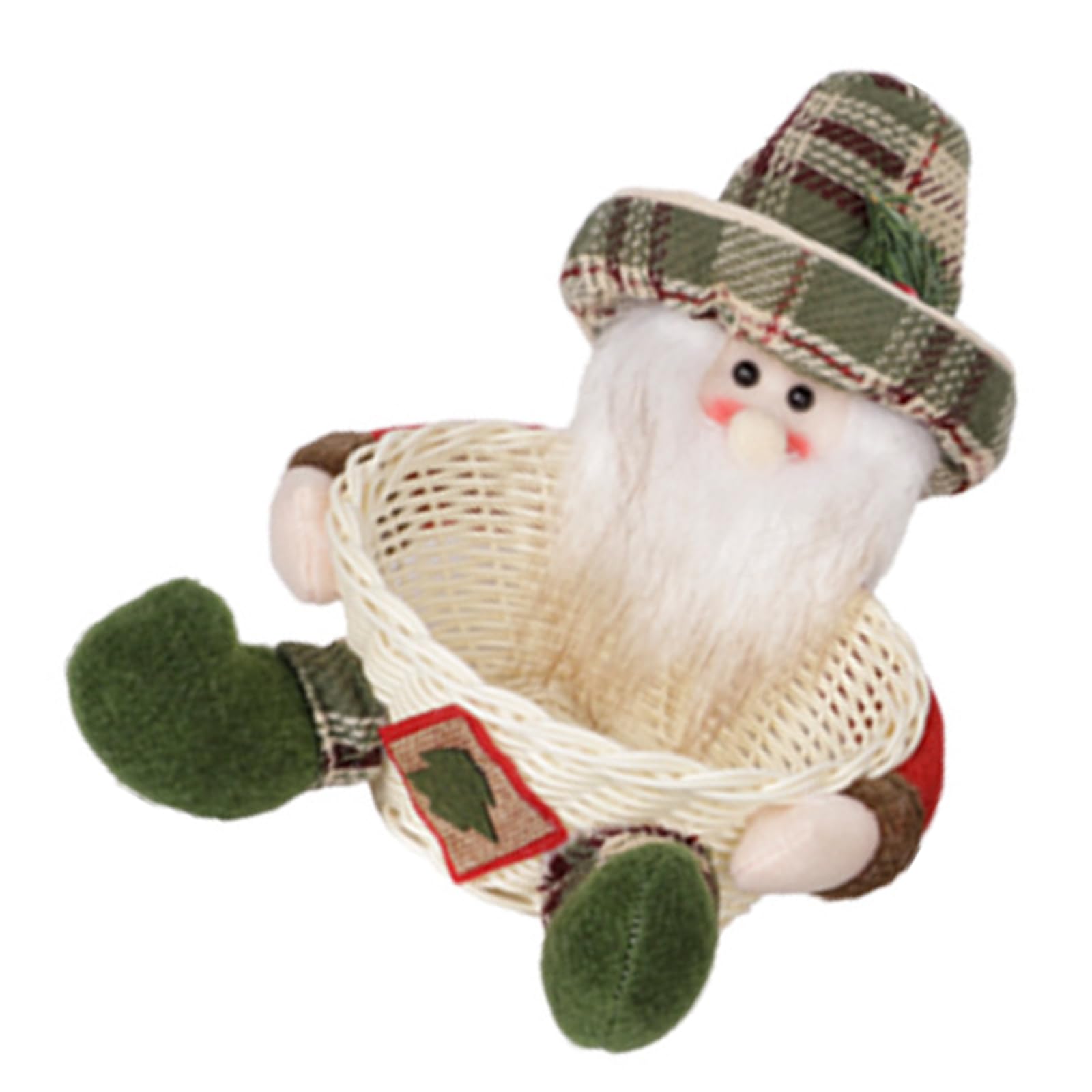 Jazuaiao Elder User Friendly Holiday Decorative Basket Santa Themed Homes Storage Solution Fabric Candy Container For Festival Season Festival Fabric Storage Basket