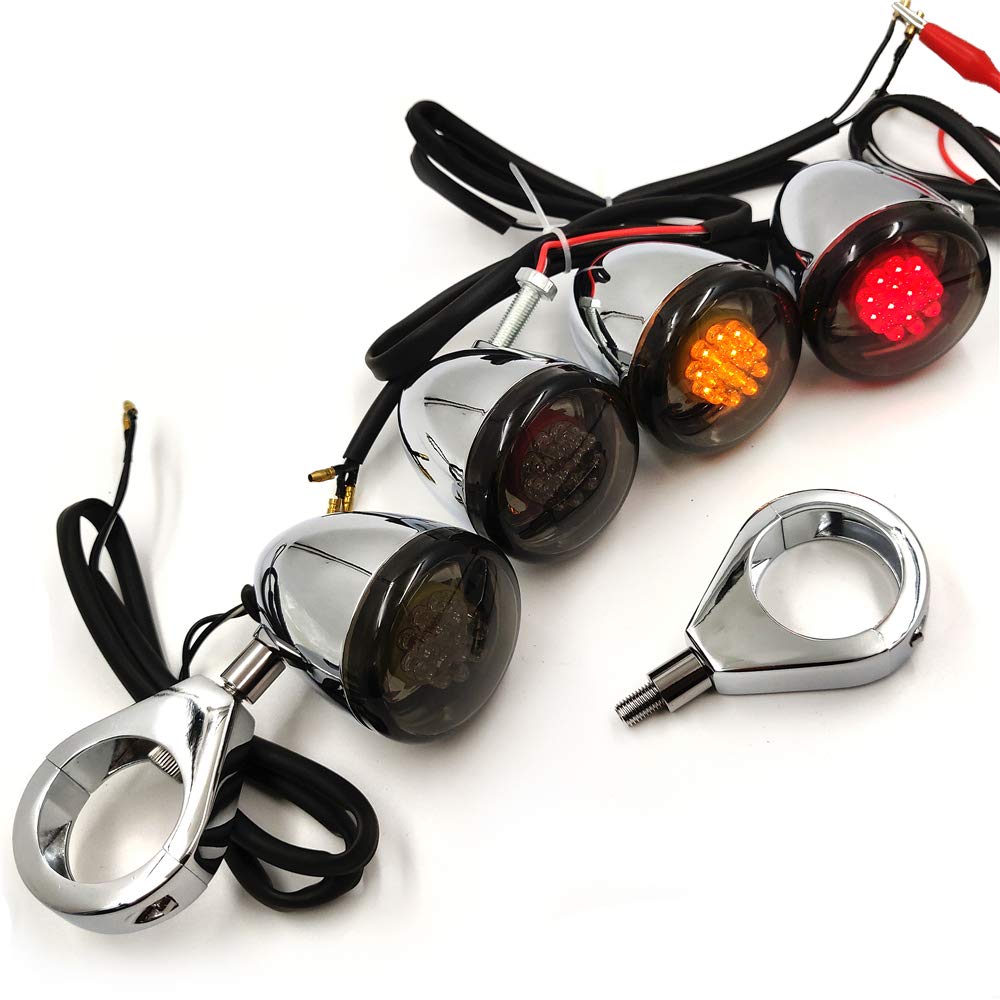 Zestaw chromowanych kierunkowskazów motocyklowych kompatybilny z Harley Davidson Bullet Led 41 mm