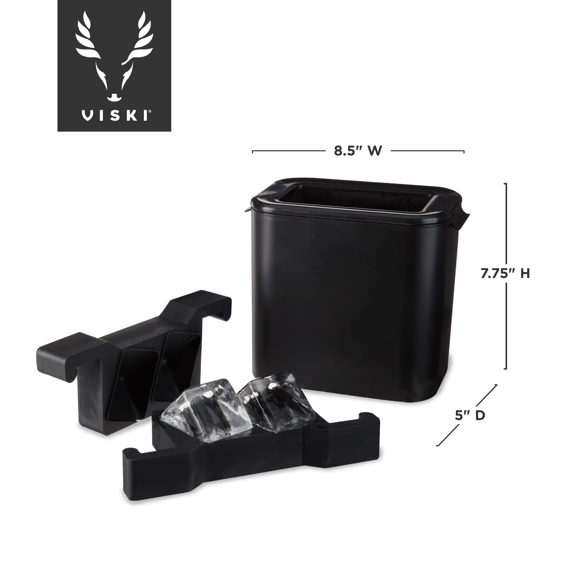 Viski Eiswürfelformen, Whiskey-Eiswürfelformen für 2 große, kristallklare Würfel, perfekt für altmodische Bourbon-, Scotch- und Craft-Cocktail-Getränke, Hausbarzubehör, Barzubehör, 1 Stück, schwarz