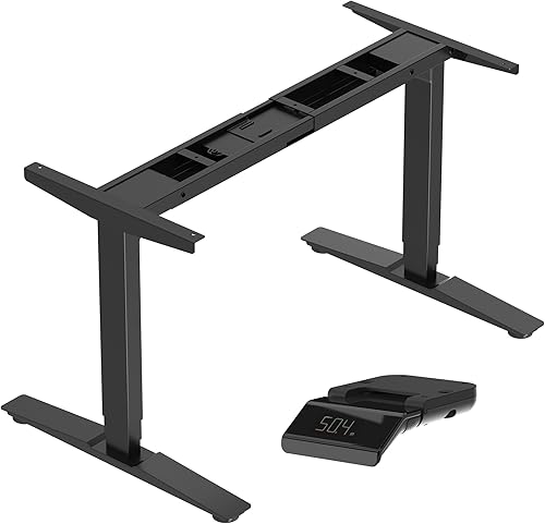 Fenge Escritorio de pie con doble motor, altura ajustable, grande, 55 x 27 pulgadas, escritorio eléctrico para sentarse y sentarse, mesa de