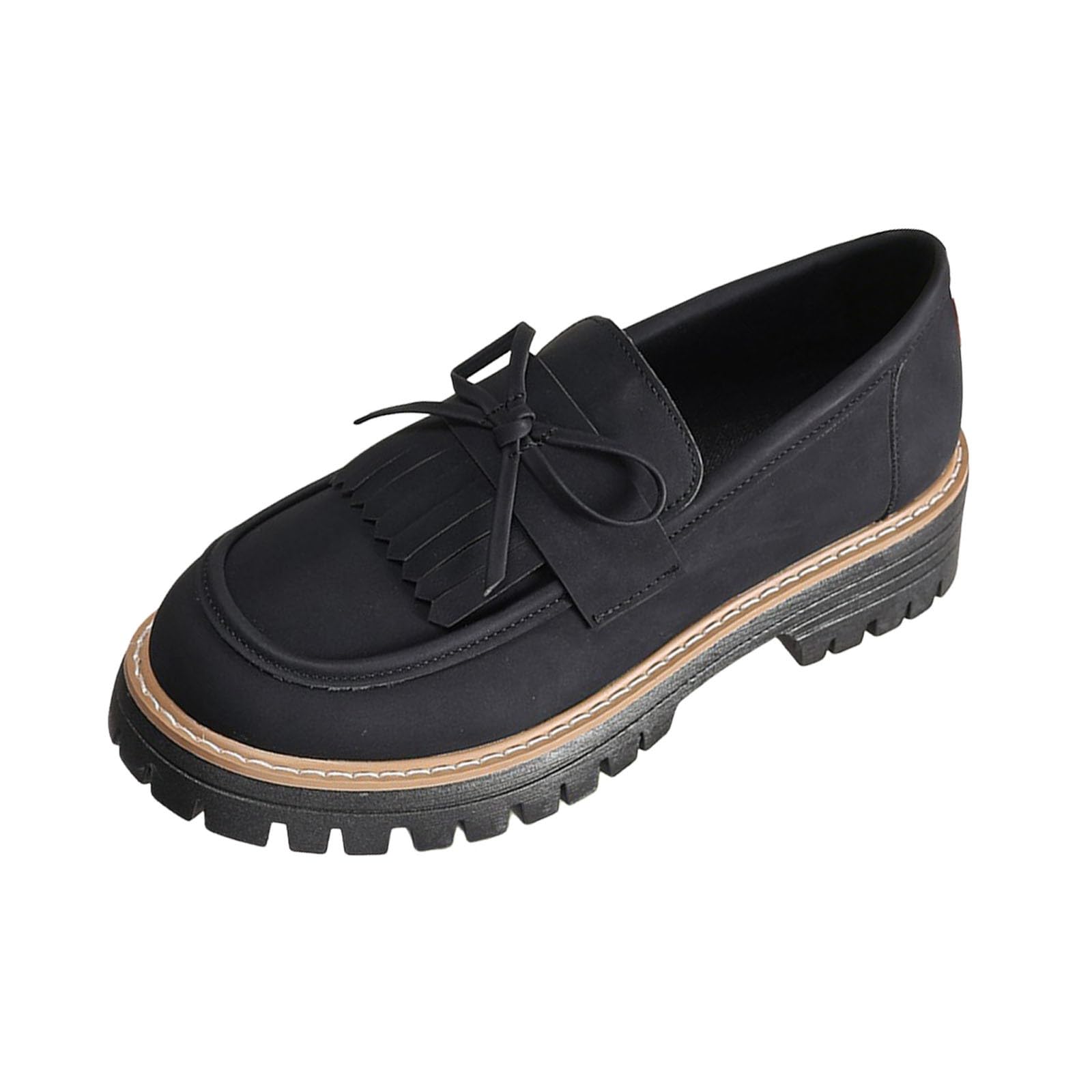 Zapatos de verano casuales con detalle de borla y lazo, tacón bajo, sin cordones, calzado cómodo para caminar para salidas diarias