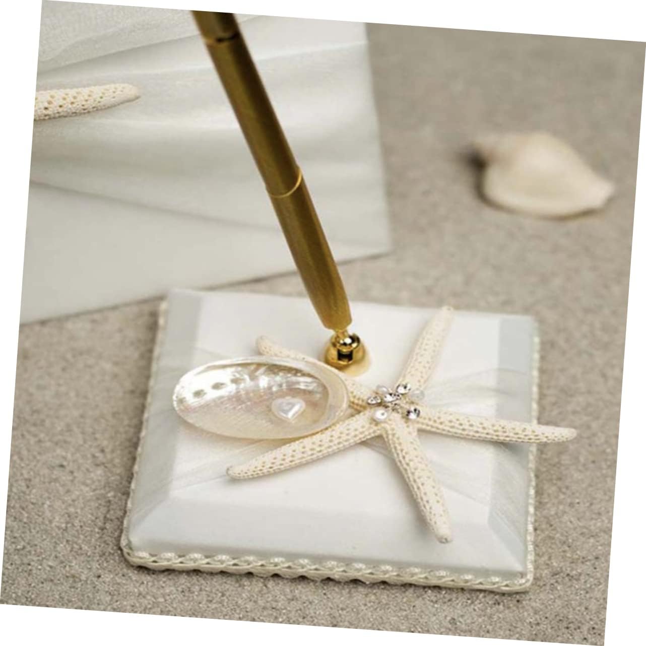 Beach Style Sign in Book for Wedding and Engagement Message Attendance Book with Pen Holder Elegant Guest Book for Beach Weddings and Special Events