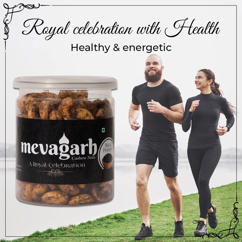Mevagarh Dry Fruitt Whole Cashew 4 PC PIECES | Whole Cashew Nut | Cashew in fresh Jar | Gluten & GMO Free | Super Crunchy, Delicious & Healthy Nuts (Pack of 1, Black Pepper (200 g))