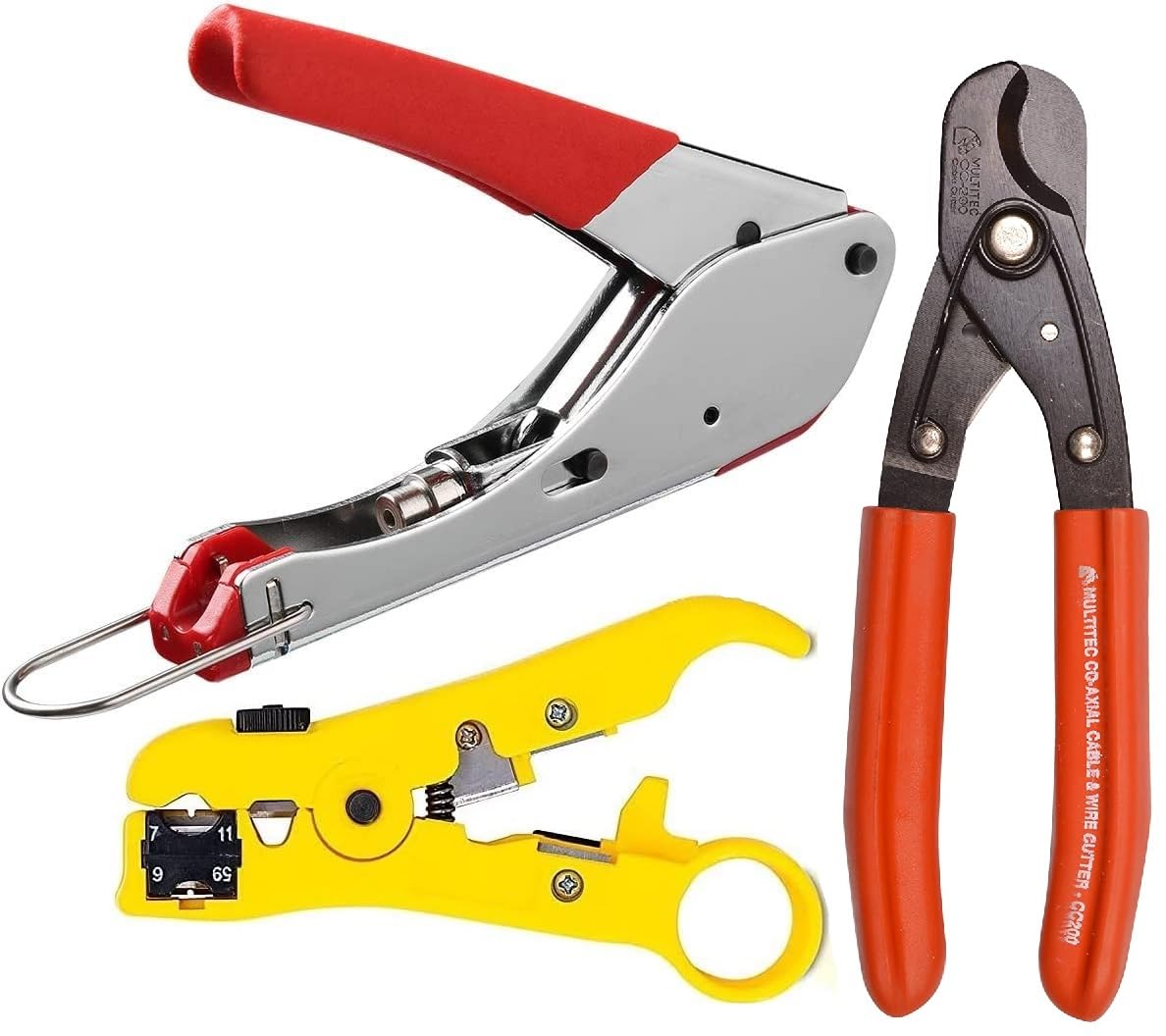 Corslet Professional Waterproof Connector Compression Crimping Tool Crimper for RG6 (5C) RG59 (4C) Coax Cable Connecting Tools Coaxial Cable Stripper Stripping Tool for RG59/6/7/11 & Cable Wire Cutter