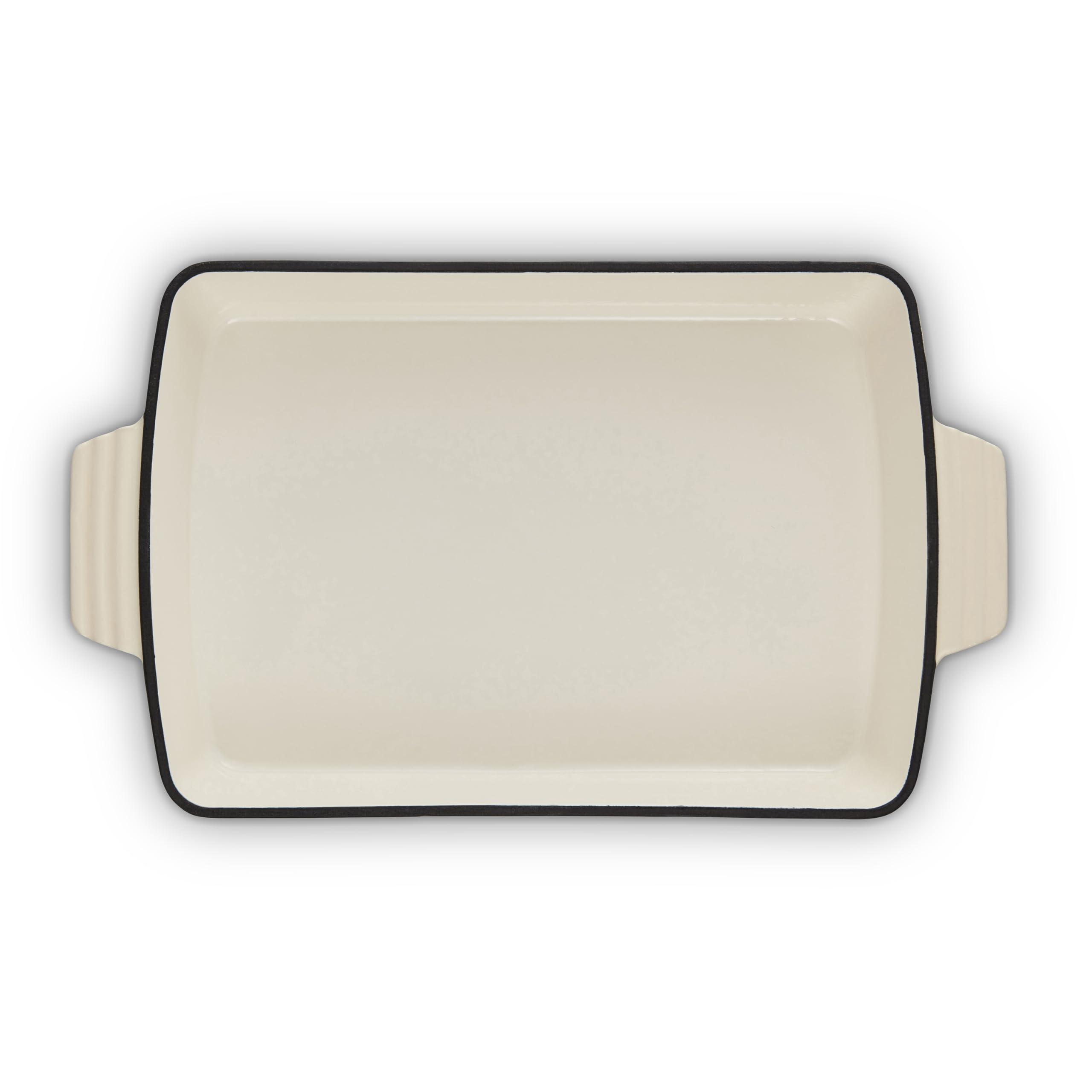 Barbary & Oak BO800258CRM Cast Iron Rectangular Roaster with Durable Enamel Interior, 39cm, Camembert Cream
