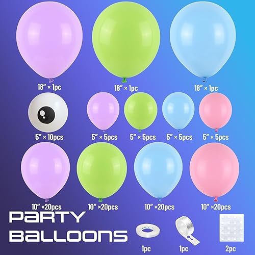 Miniatura 2 de Arco de globos de monstruo para decoraciones de fiesta de Monster Cartoon Inc, kit de arco de globos de Monsters Inc, arco de globos rosa, morado,