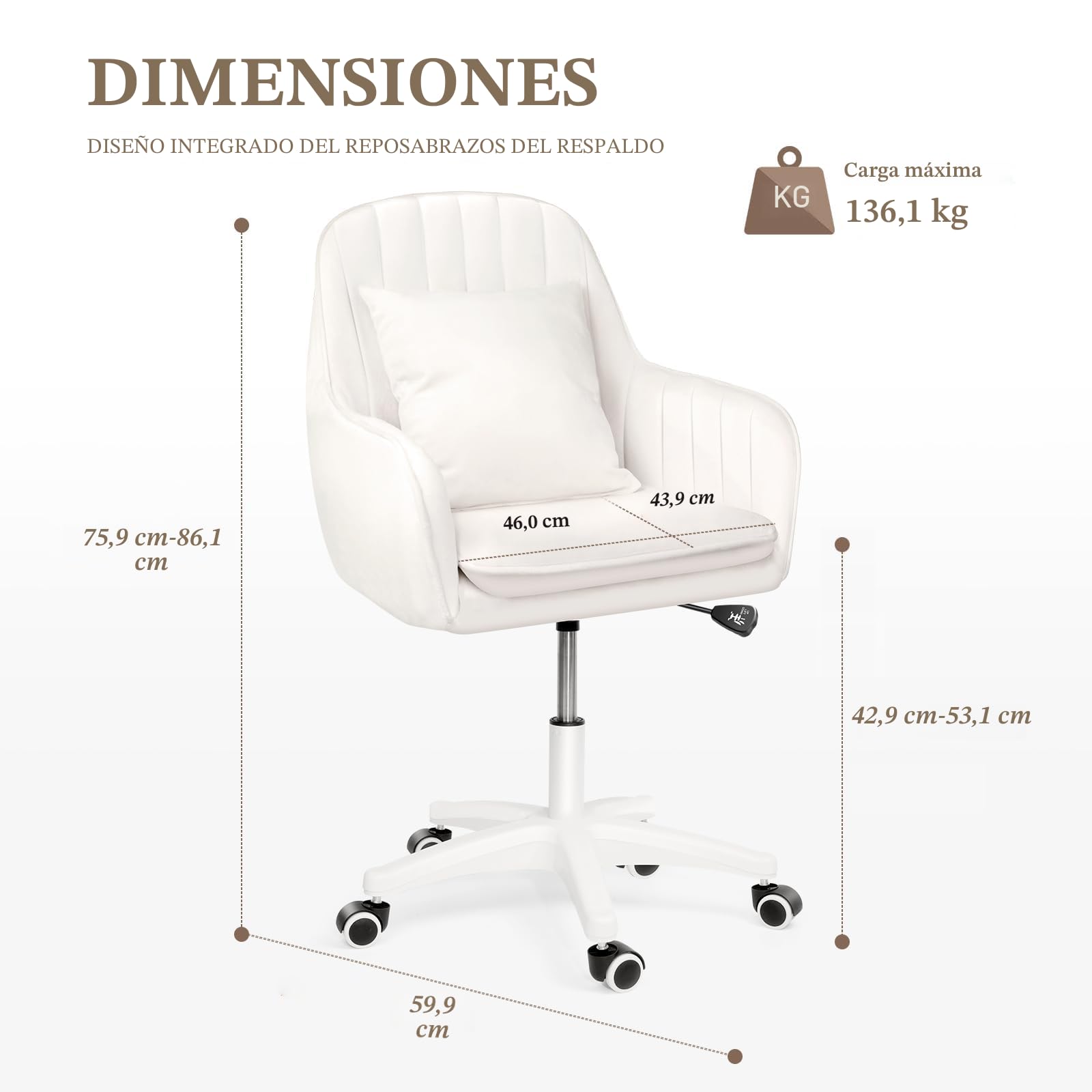 Silla de Oficina Bonita: Silla de Trabajo Ajustable, Moderna y cómoda, giratoria 360°, Respaldo Medio, Adecuada para la Oficina en casa y el salón.