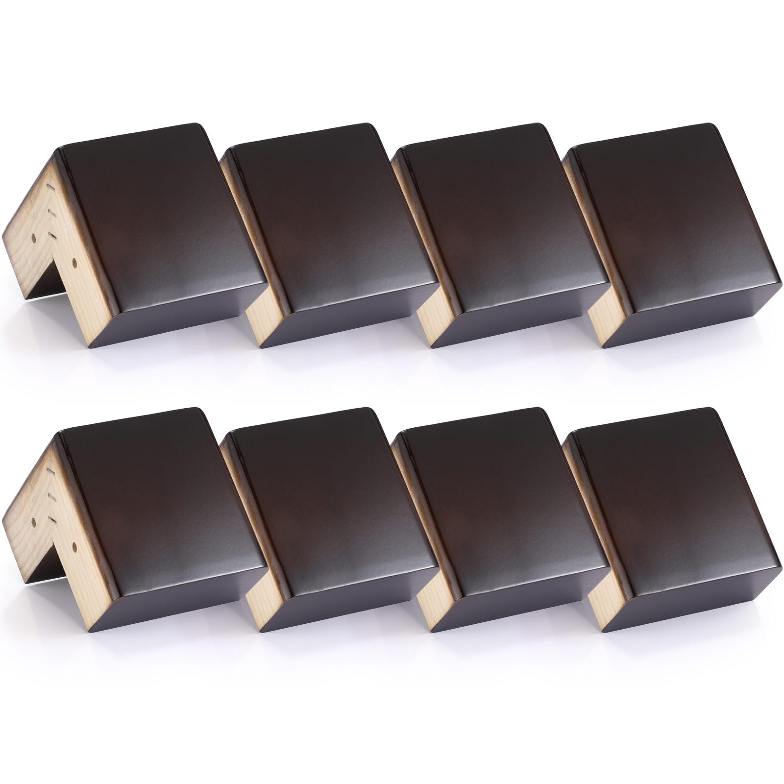 View 1 of Geelin 8 Pack 4 Inch Wood Furniture Risers L-Shaped Bed Riser, Walnut Color