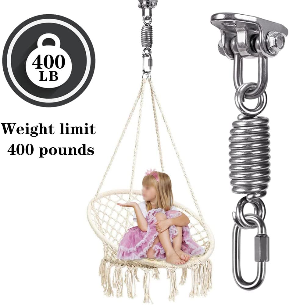 IOH Hammock Chair Hardware Hanging Kit Heavy Duty Swing Hangers Stainless Steel Permanet Antirust, Indoor Outdoor Playground Swing Set, Punching Bag, 400 LBS