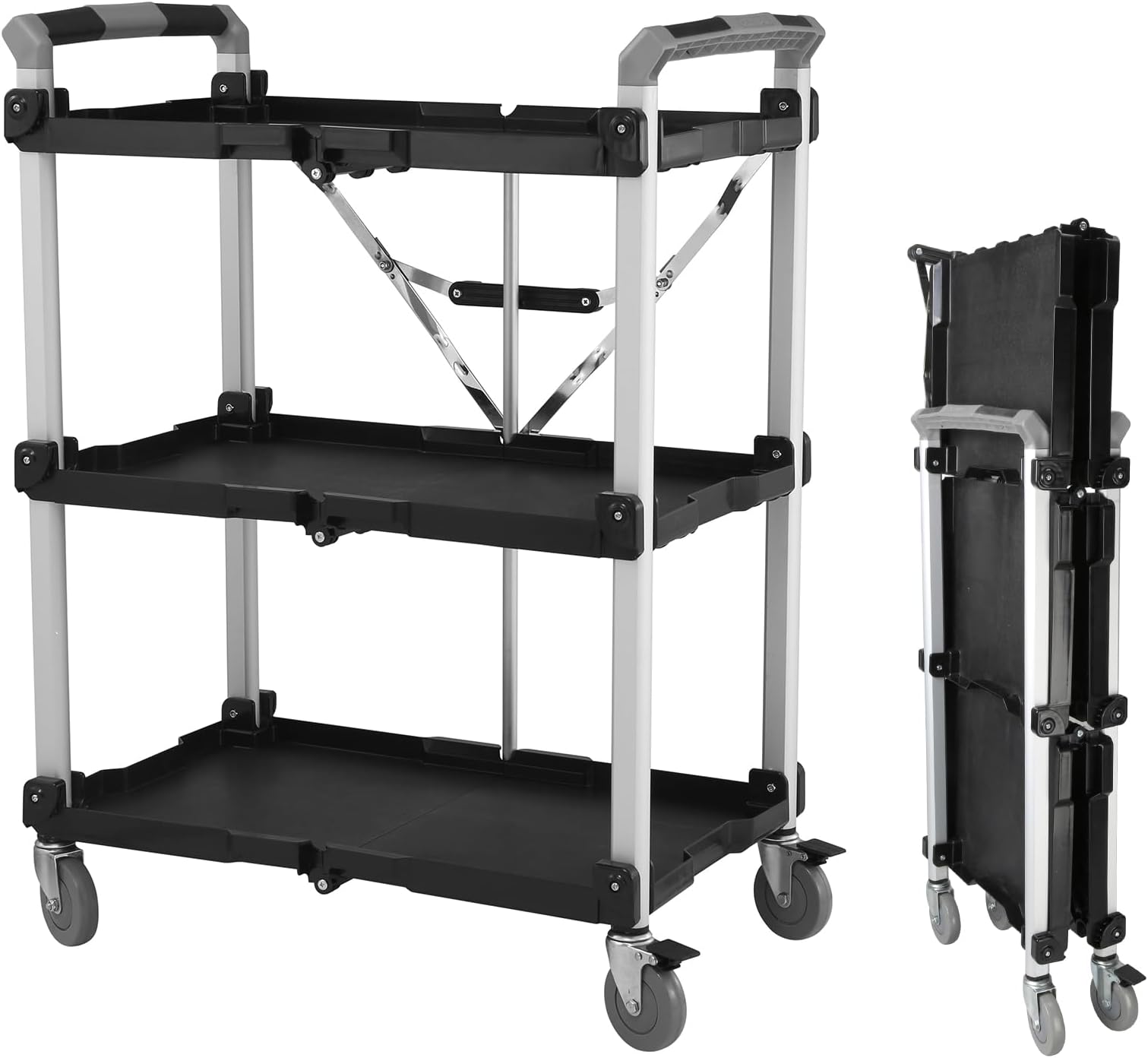 Olympia Tools 85-189 Pack N Roll Collapsible Service Cart, XL, X-Large, Black