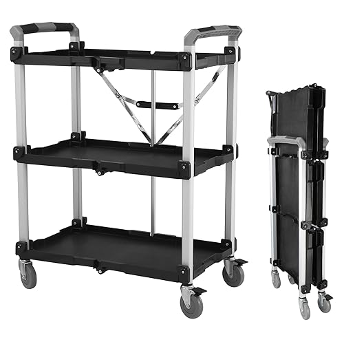 Olympia Tools 85-189 Pack N Roll Collapsible Service Cart, XL, 300LB Capacity, Black - Black - 300LB