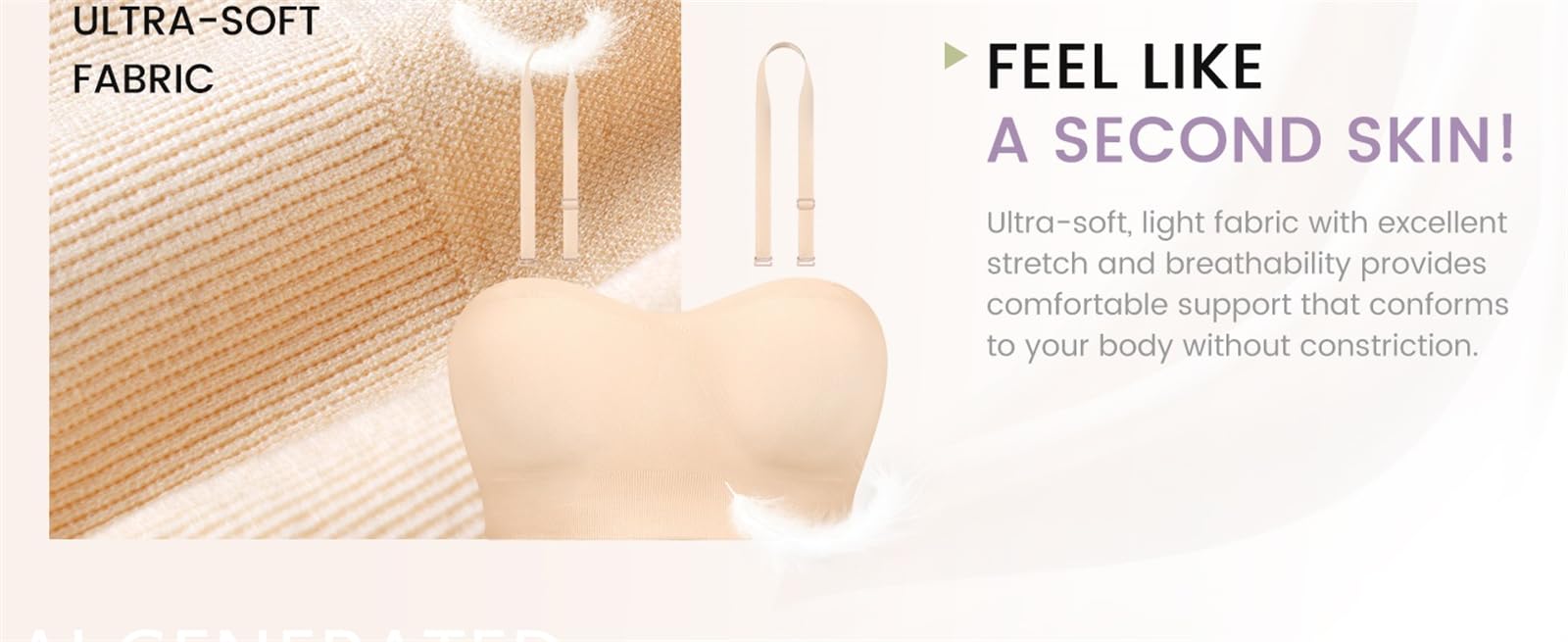 Brasier bandeau sin tirantes para mujer, sin tirantes, agarre de silicona antideslizante, acolchado y sin costuras, parte superior de tubo convertible