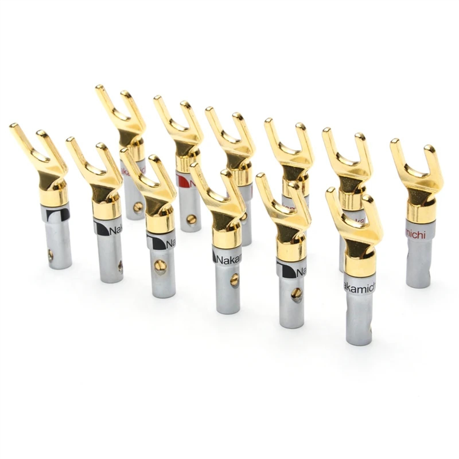 Jeu de fiches Banane plaquées Or en Forme de Y/U, connecteur de Fil de câble, Fourchette, Haut-Parleur, Adaptateur de fiche Banane, bornes, 8/12 pièces(8pcs)