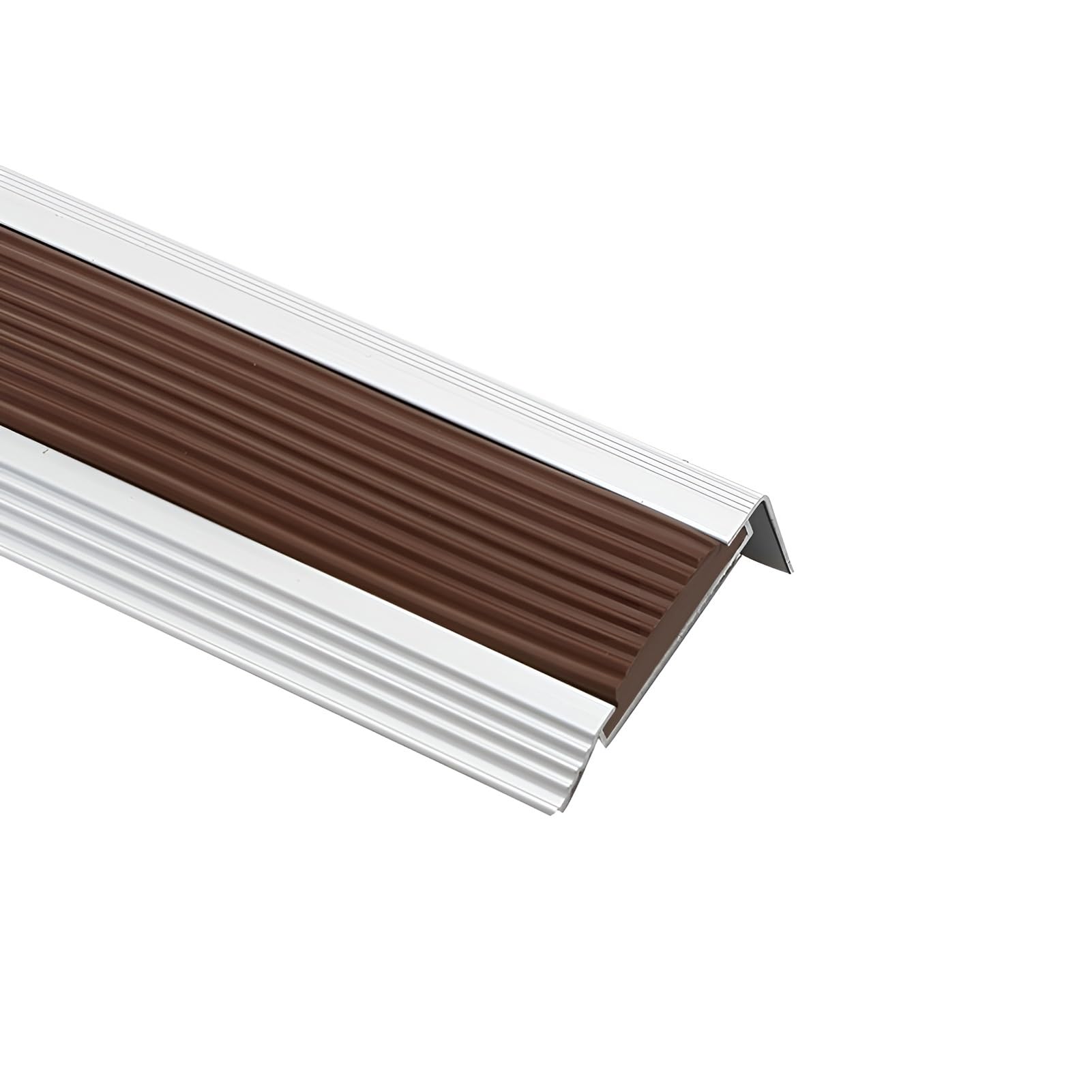 Perfil antideslizante de aluminio para escalera, 100/120/130 cm, con protección de esquina de goma para escaleras (120 x 5 x 2,1 cm), solución segura