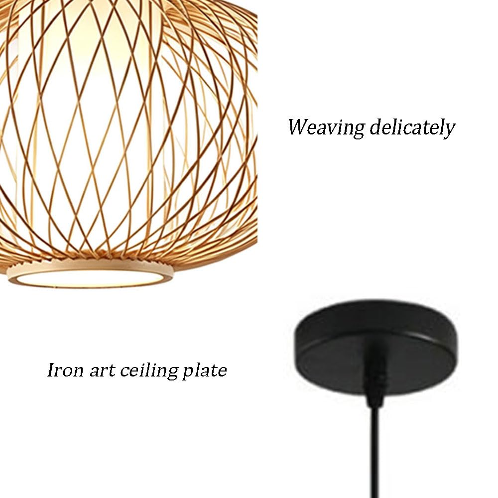Ręcznie pleciona lampa wisząca, owalna, rattanowa,