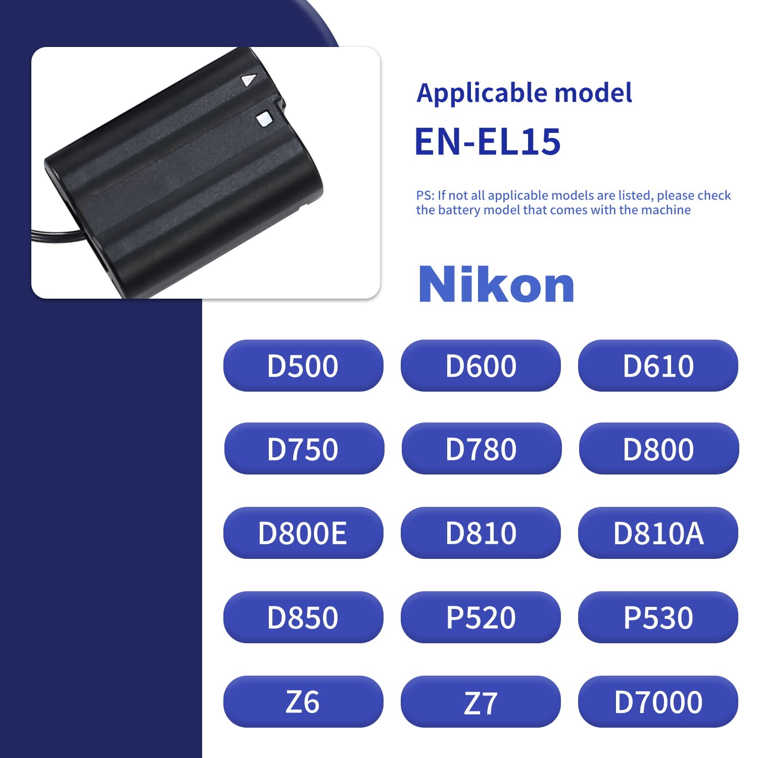 DSTE EH-5 AC - Alimentatore di rete EP-5B, compatibile con Nikon EN-EL15,1 V1, D7200, D7100, D750, D600, D7000, D800E, D810A, fotocamera digitale SLR, Battery Grip MB-D11, MB-D12, MB-D15, MB-D17