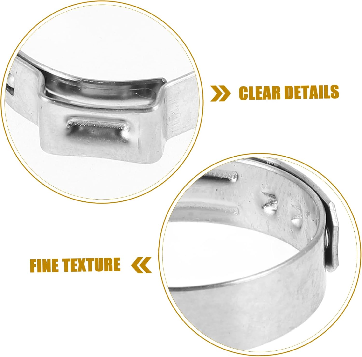Zerodeko 50Pcs Single Ear Hose Clamp Stainless Steel Crimp Rings for Band for Automotive Industrial Use