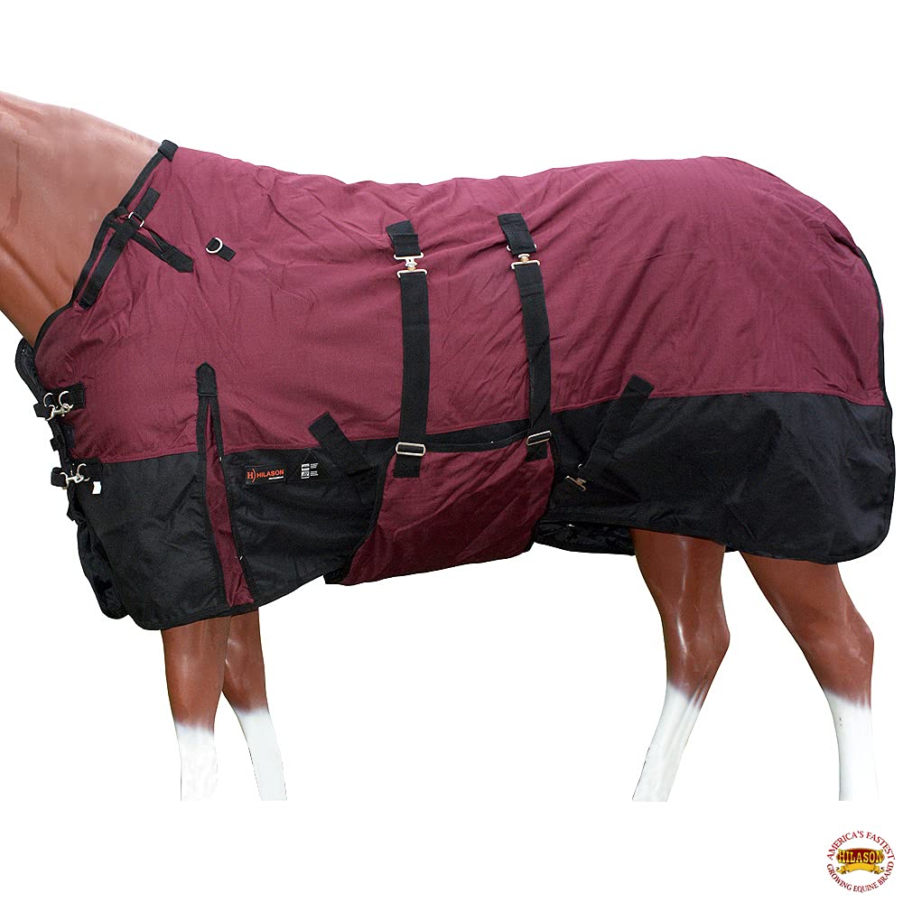 HILASON 1200D Winter Waterproof Poly Horse Blanket Belly Wrap | Turnout Blankets for Horses