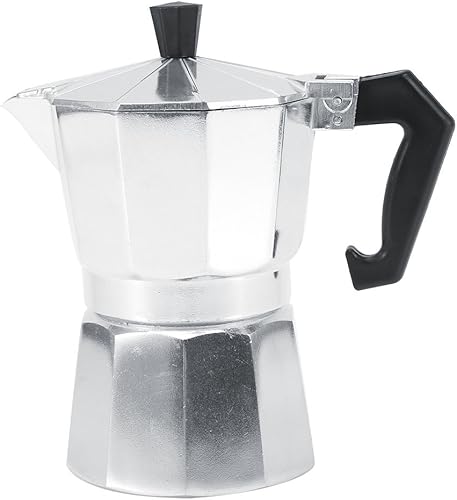 Yosoo Olla de aluminio tipo italiano cafetera espresso con asa, adecuada para estufas de cerámica, uso en casa y oficina, 3/6/9/12 tazas (5.1 fl oz,