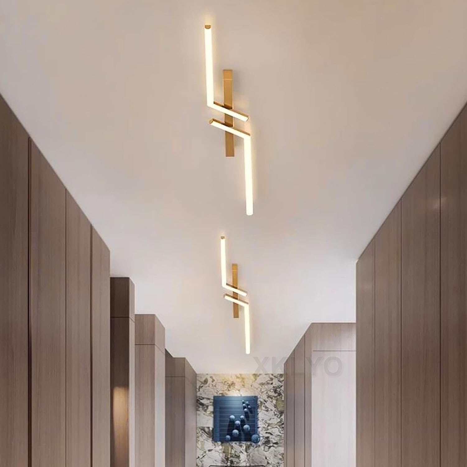 Plafoniera LED da Soffitto Dimmerabile con Telecomando, Luce Regolabile 2700K-6500K, Design Lineare Moderno per Camera da Letto, Salotto, Cucina, Bagno, Corridoio (Oro, 80cm)
