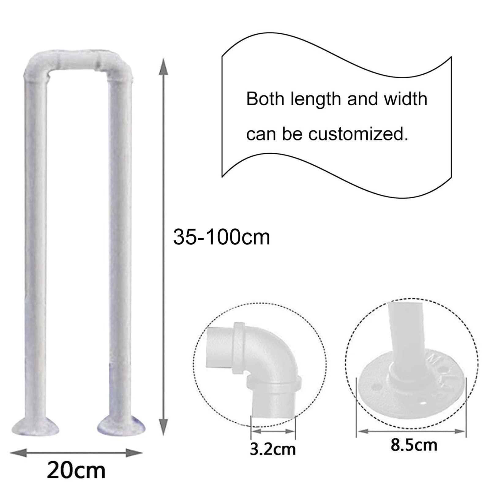 Outdoor-Handlauf Treppengeländer Dachboden Veranda Deck Stützstange für Außentreppen oder Innentreppen Handläufe U-Form Haltegriff-Set 35-100 cm (Größe: 85 cm)