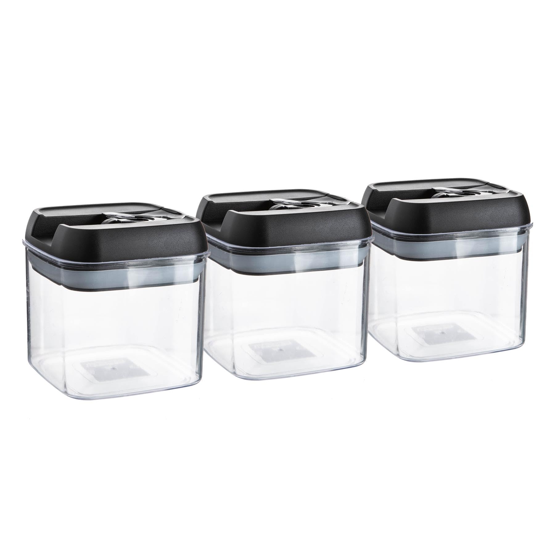 Argon Tableware Flip Lock Plastic Food Storage Container - 500ml - Black - Pack of 3