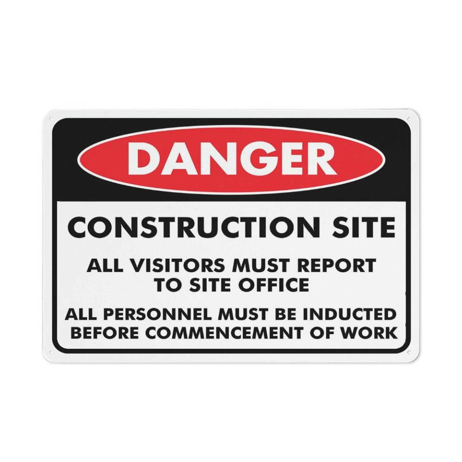 Danger Construction Site Report Sign 12x8 inch Aluminum UV Ink Printed for Home & Business