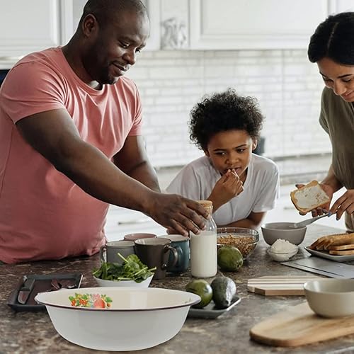 Miniatura 3 de Angoily Recipientes de brillo de labios, cuenco de mezcla esmaltado, cuenco de ensalada, lavabo de lavado de esmalte, cuenco de sopa vintage,