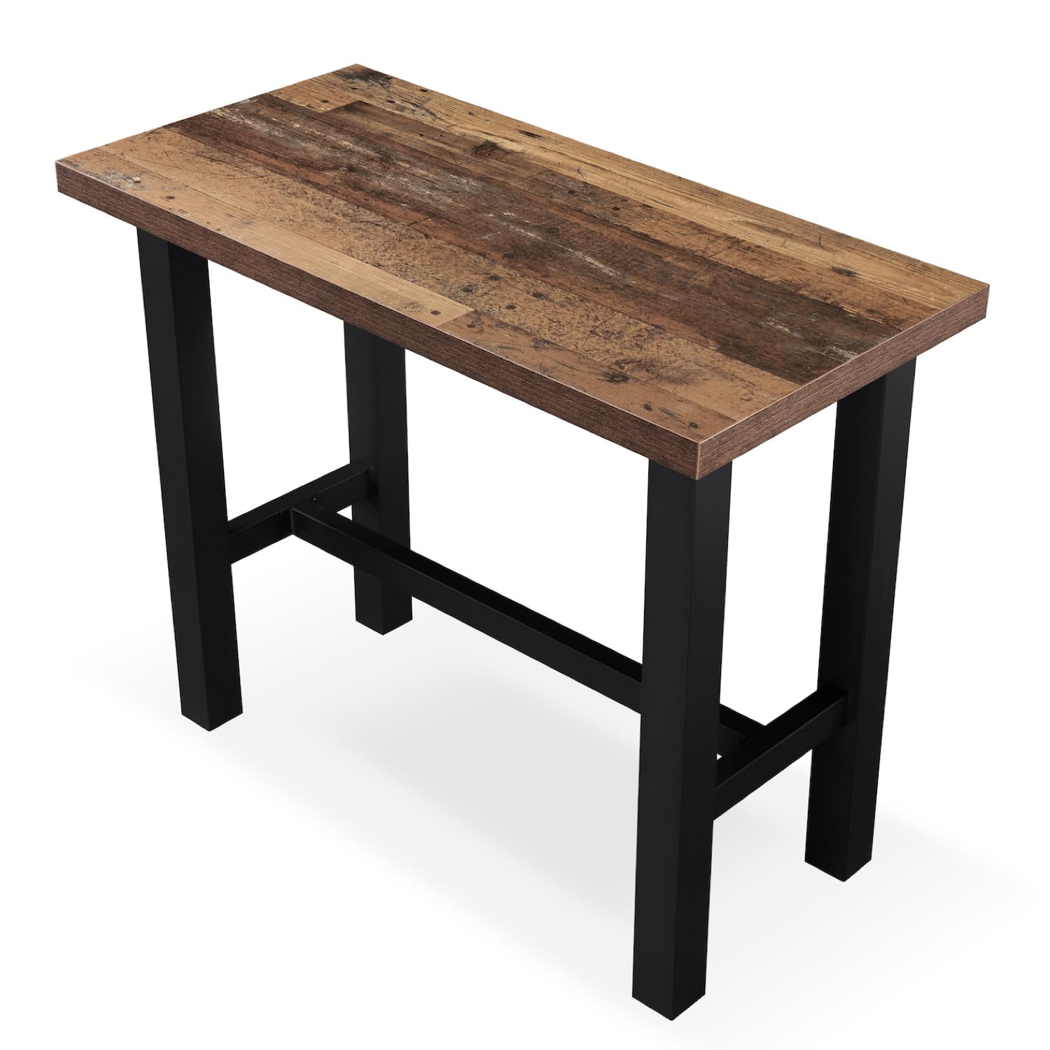 DUBI Möbel Bartisch Stehtisch LOTTE 120x60cm Industrial Design | Hochtisch Texas Eiche & Metall Schwarz | Stabiler Küchentisch & Bistrotisch | Massive 7,5cm Beine | Ideal für Gastronomie & Zuhause