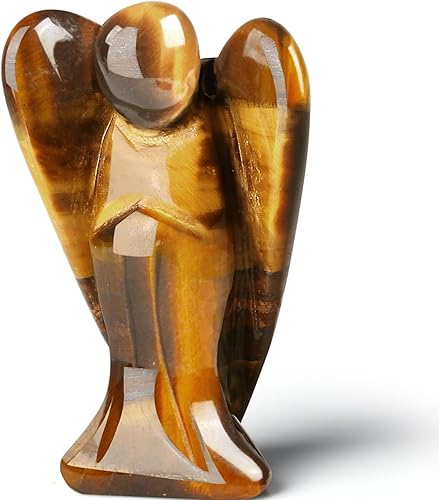 Miniatura 1 de QINJIEJIE Cristales de ojo de tigre de 3 pulgadas, decoración de ángeles de la guarda curativos, estatua de escritorio, estatua de piedra preciosa