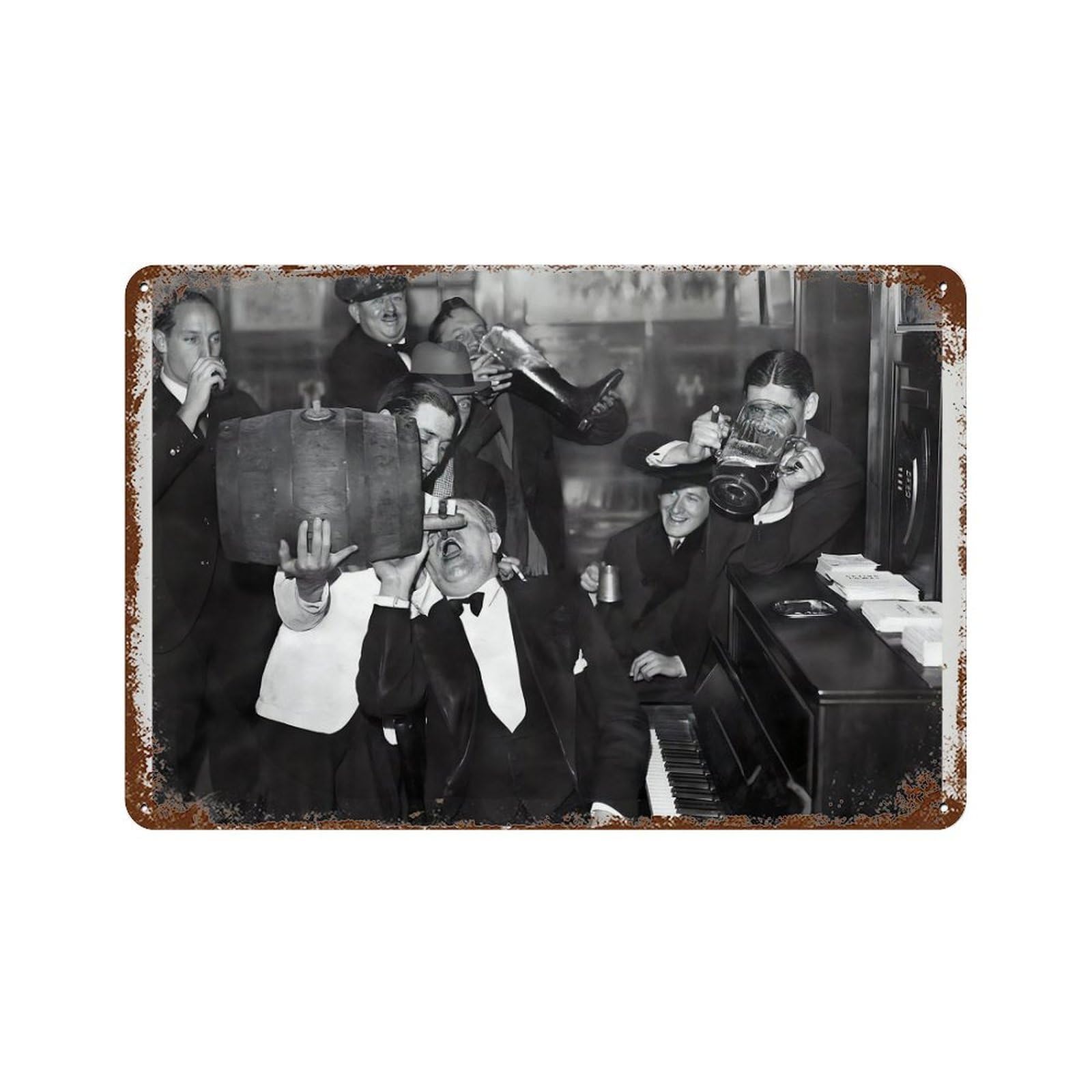 xiaoxiaoshen Vintage Prohibition Era Py Black And White Photography Speakeasy Wall Decor Art Metal Tin Poster Modern Home Decor Art Home Bar Shop Decorations Vintage Sign 20x30cm