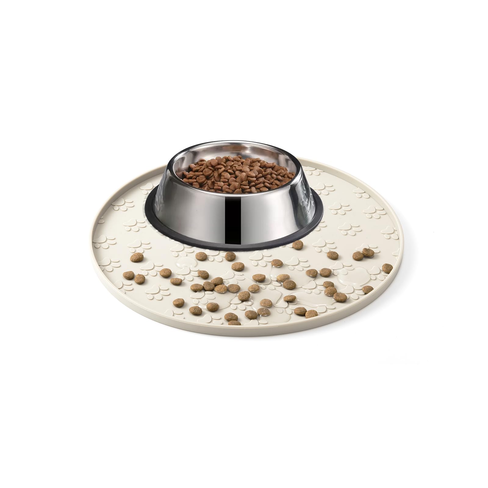 Silicone Pet Feeding Mat, Non-Slip Dog Bowl Mat, Cat Food Mat, Waterproof Tray (1Pack Cream, 28x28 CM) — image 1