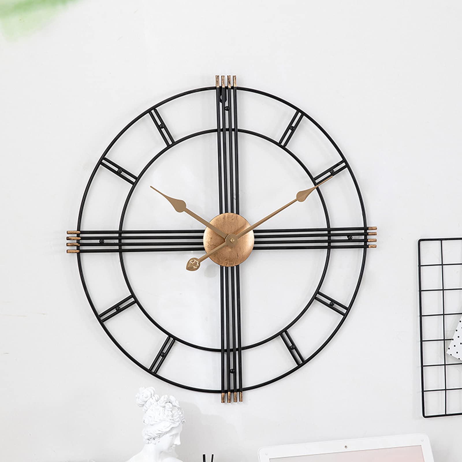 Reloj de Pared para Sala de Estar, Reloj de Pared Grande de Metal 3D Retro, Reloj Decorativo de Arte de Pared silencioso Que no Hace tictac, Reloj de Pared de Estilo Industrial par
