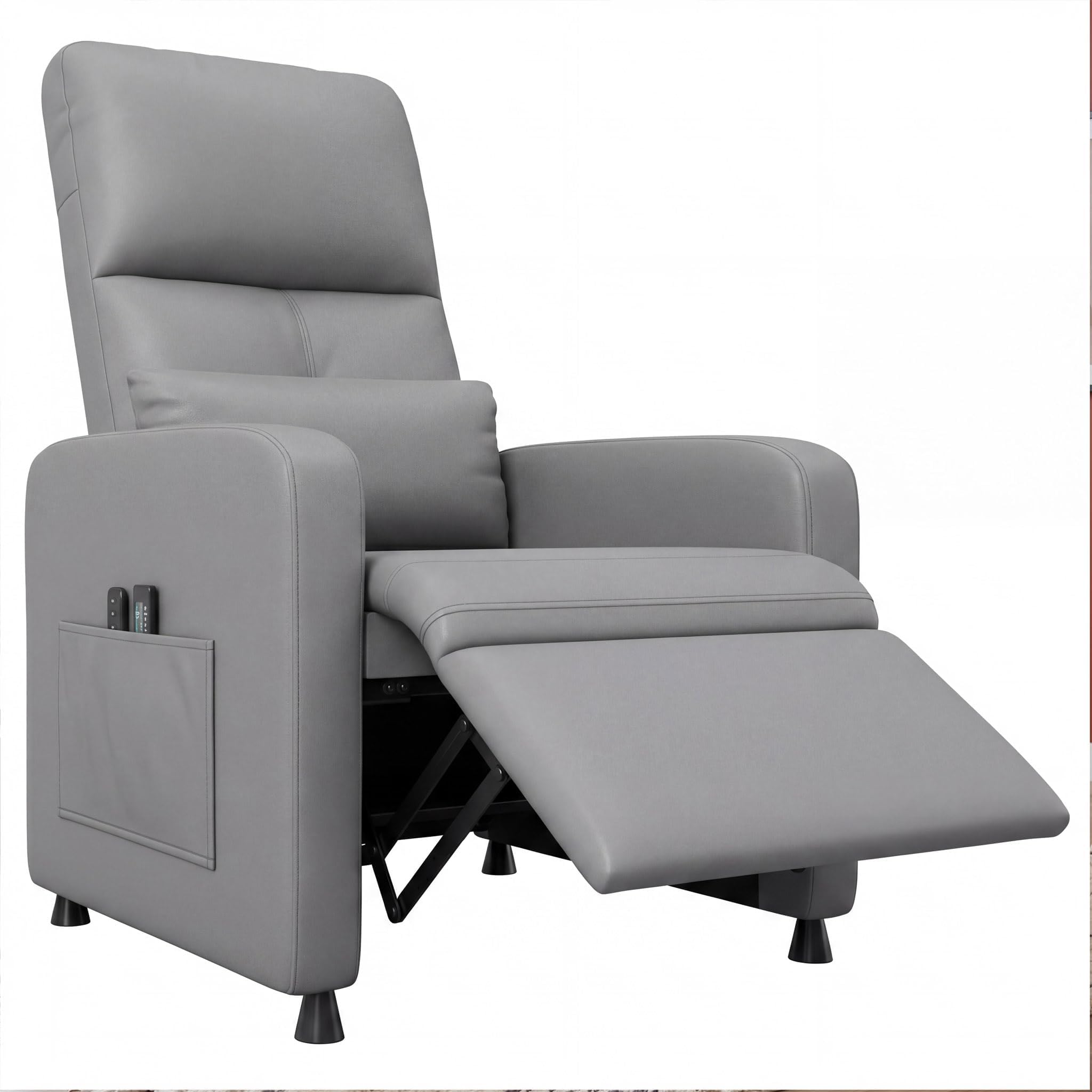 GarveeHome Sillón Relax Reclinable Eléctrico con Masaje y Calor | Respaldo alto ergonómico, Tapizado en piel sintética PU, Asiento acolchado, soporte lumbar, Puerto USB y bolsillos laterales