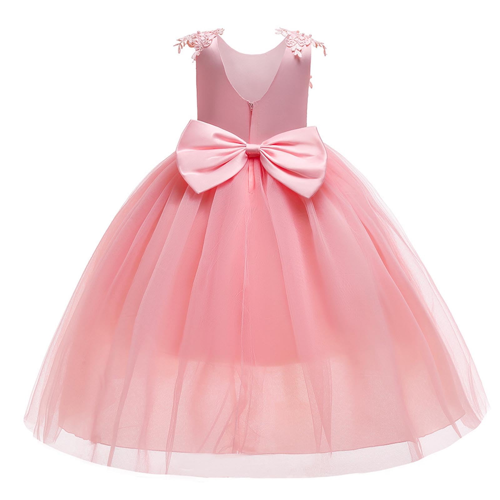 Vestido de Elegante para Niñas Vestido Fiesta Niña de Gasa Sin Manga Vestidos Ceremonia de Plisada con Encaje Color Sólido Exquisito Vestidos de Graduación Cumpleaños Partido 4-16 Años