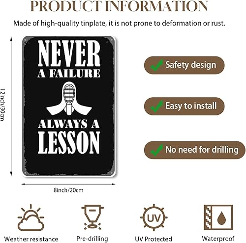 Miniatura 6 de Fencing Never Failure Always Lesson Fencer - Letreros metálicos de cumpleaños, vintage, garaje, bar, arte de pared, hombre, cueva, aula, granja