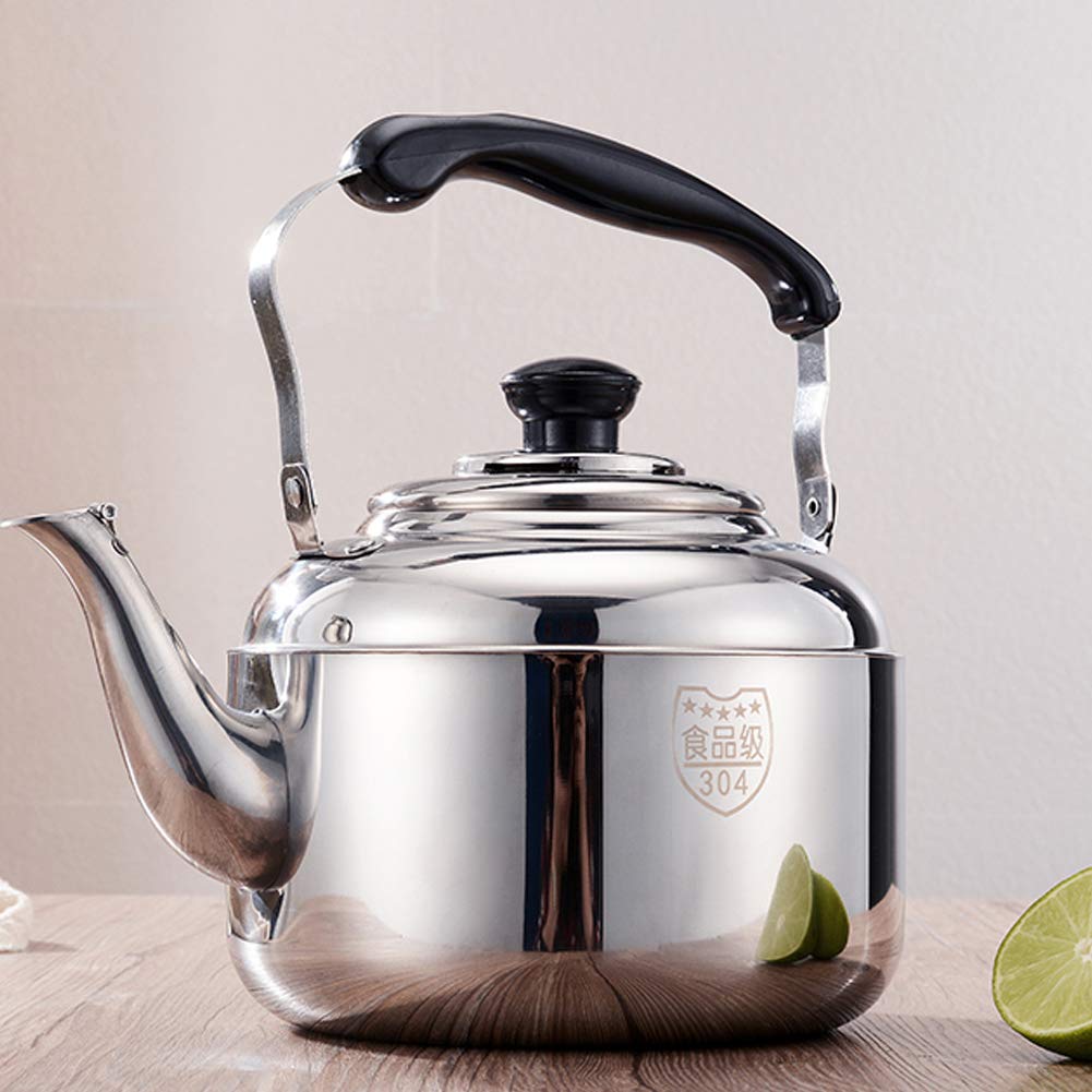 BESTonZON Roestvrij stalen fluitketel ketel fluitketel met houten handvat theeketel inductie waterketel theepot koffiepot pompoen vorm voor keuken gasfornuizen kookplaten 3. 5L