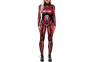 Lady Deadpool Skeleton Jumpsuit Costume