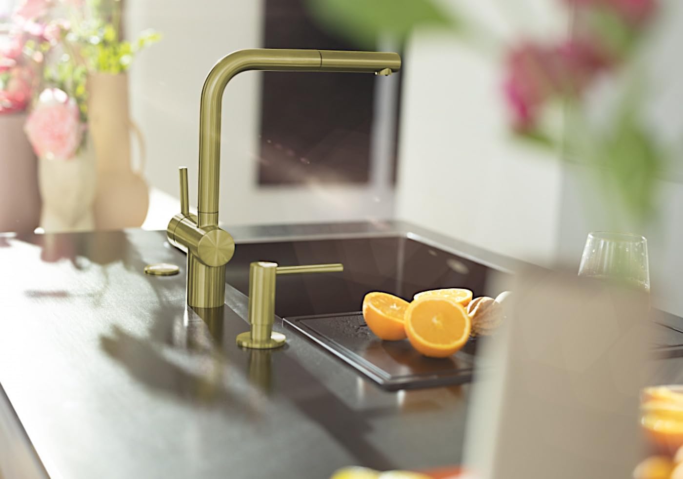 FRANKE 115.0681.242, Rubinetto per lavello da cucina Atlas Neo M pull-out, Oro