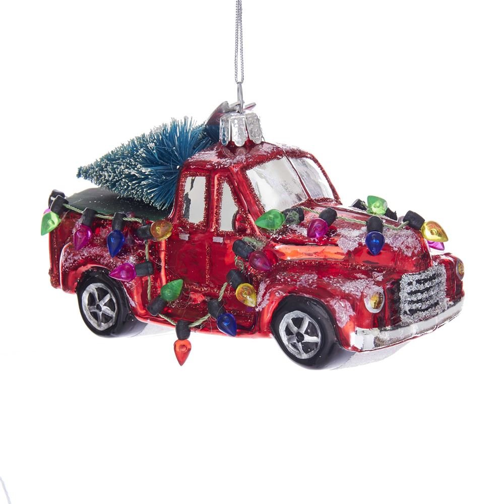 Ornement Noble Gems Kurt Adler en verre soufflé camion de Noël traditionnel