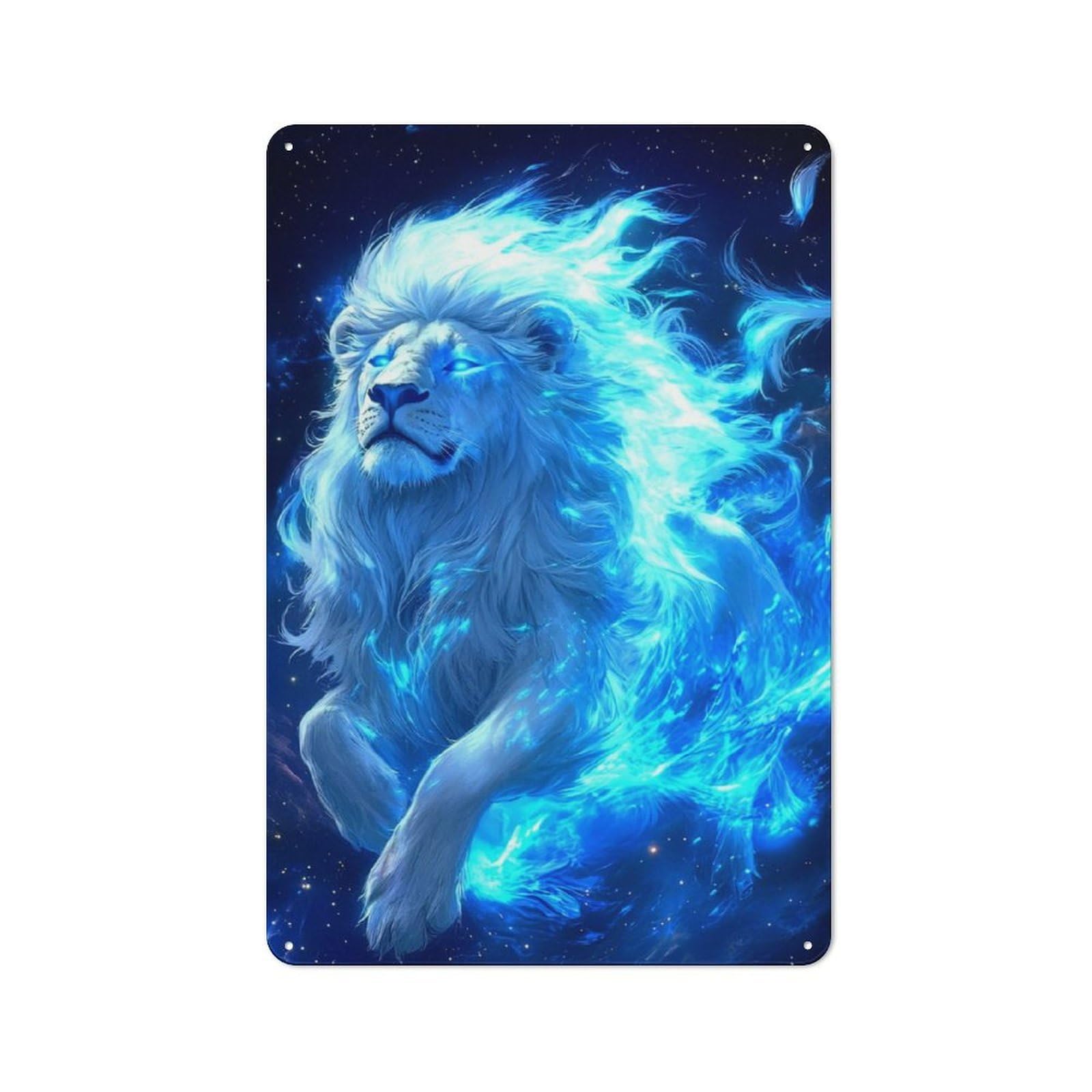 Fiery White Lion Classic Metal Wall Decor 30x20cm, Metal Sign for Cafe, Pub, Workshop Or Home Bar, Small Accent for Blank Walls