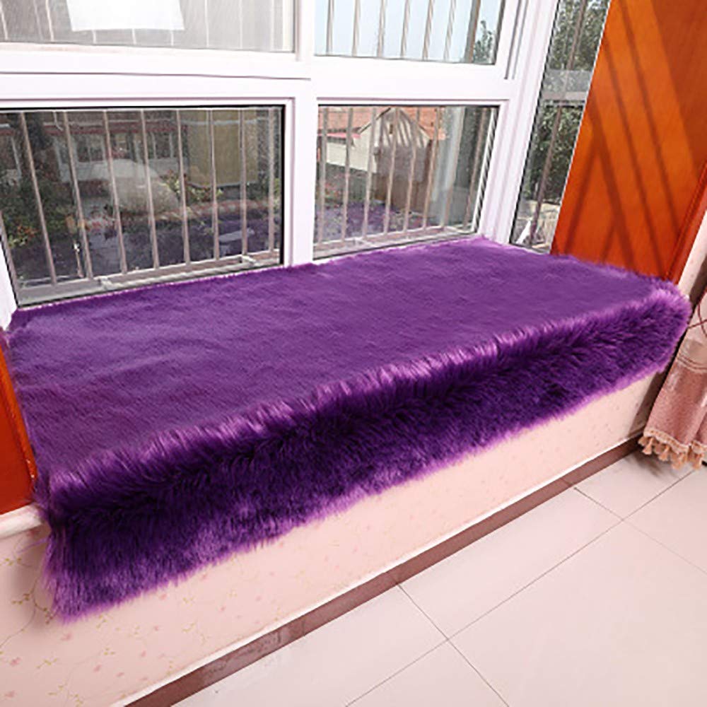 Tapis en Peau de Mouton synthétique Imitation Toison Moquette Fluffy Soft Longhair Décoratif Coussin de Chaise Canapé Natte, Variété de Couleur, Pourpre