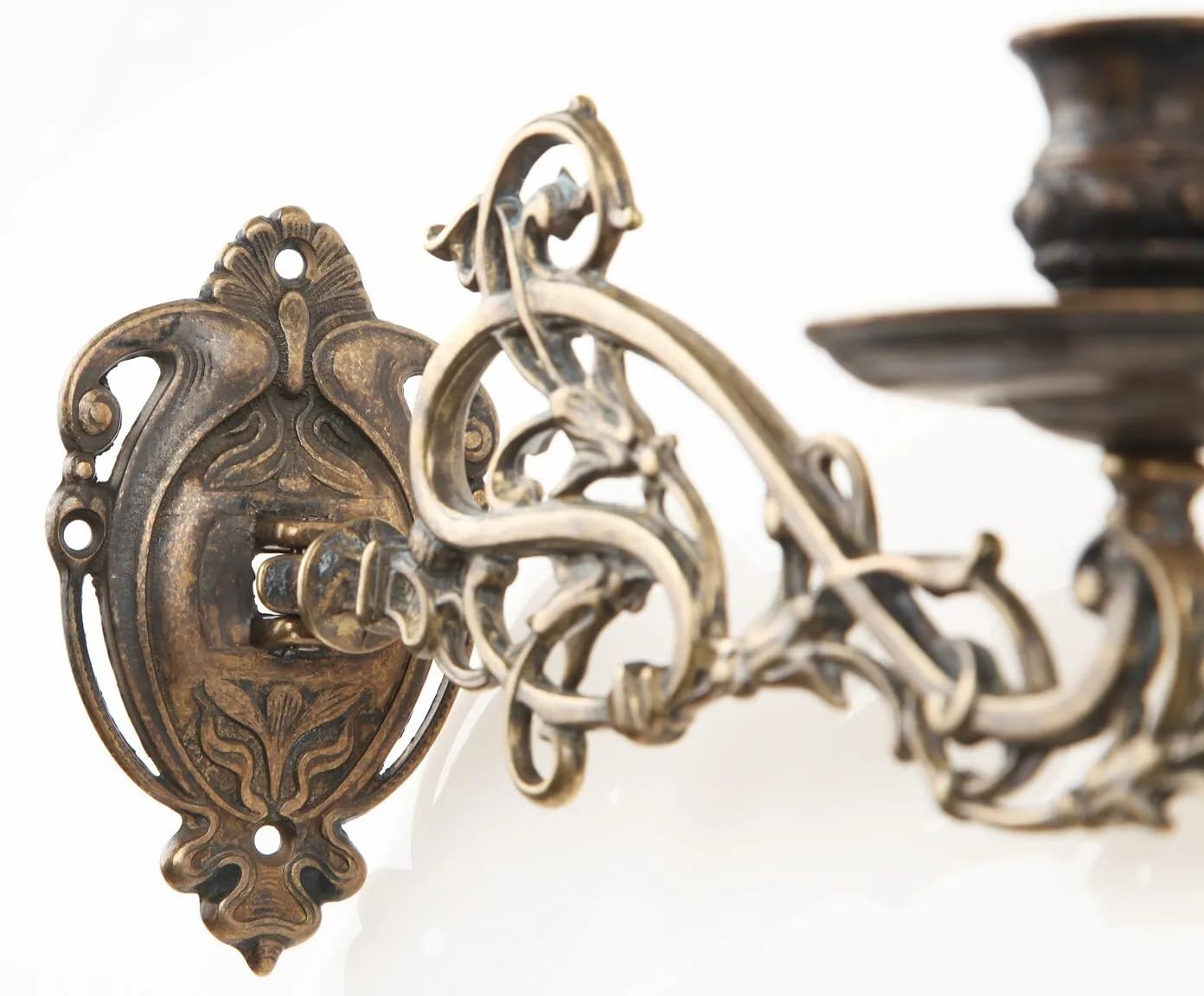 ARTERAMEFERRO Kerzenhalter Kerzenhalter aus brüniertem Messing Barock Klavier zu einer beweglichen Wandkerze Jugendstil