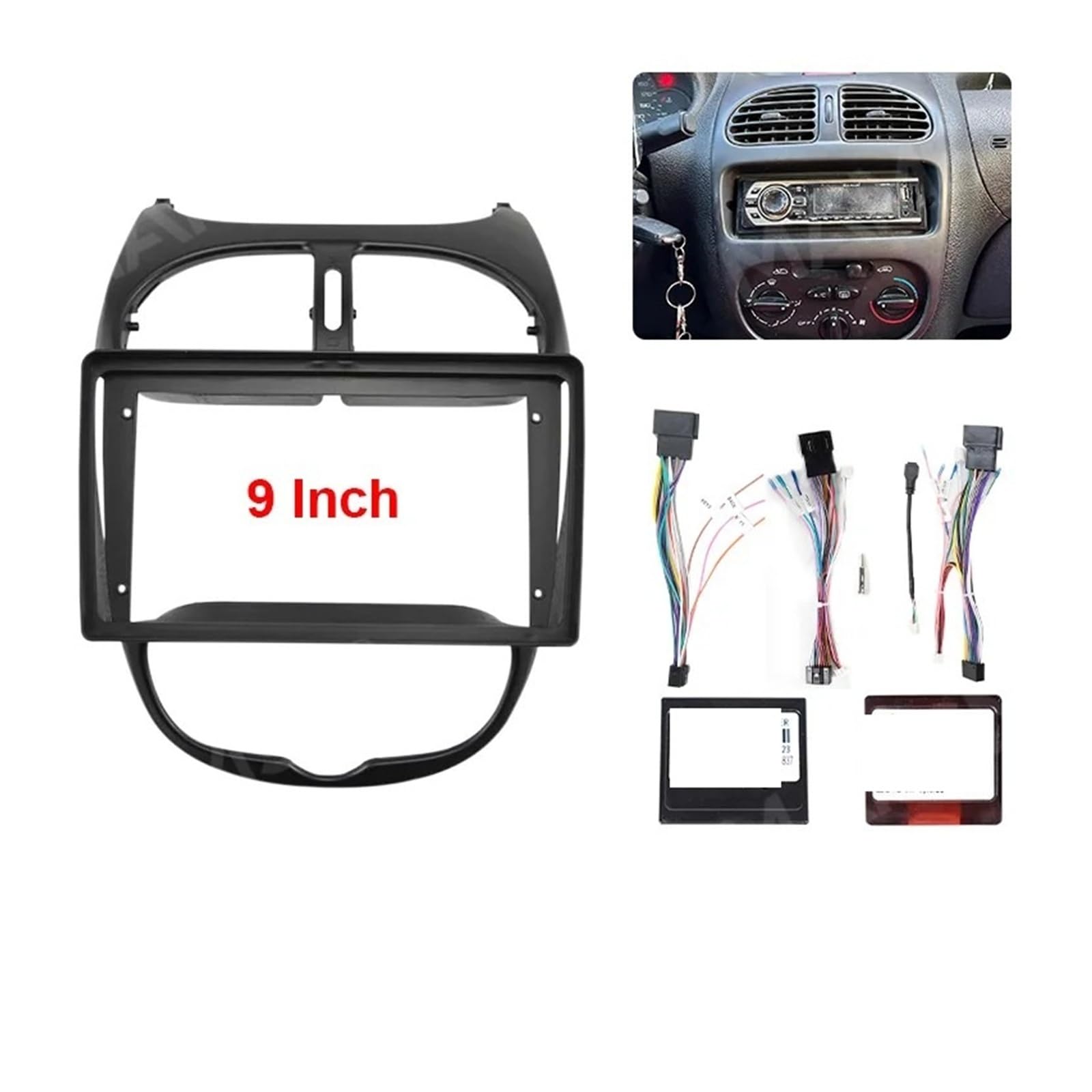 Mascherina Autoradio Cornice Stereo per Peugeot 206 2002-2010 Autoradio Fasce Pannello Telaio Cavo Canbus Box Cablaggio Spina Cruscotto 2Din Faceplate